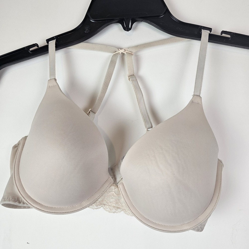 Ellen Tracy Bra 34C T-Shirt Bra Beige Nude Underwire Full Convertible Racerback - Picture 1 of 5